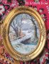 Гоблен в барокова рамка:Зима! Състояние използвано като ново. , снимка 1 - Гоблени - 40186762