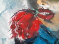 Картина Рисунка Платно 'Момиче с Роза'-40/40см , снимка 2