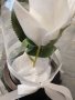 Изкуствена роза под стъклен похлупак, Дървена основа,Бяла, 17x11 см, снимка 2