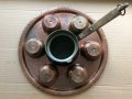  Стар сервиз от кована мед - поднос, джезве и 6 чаши, снимка 2