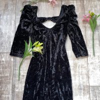 Нова парти официална коктейлна рокля черно кадифе еластична , снимка 1 - Рокли - 39059156