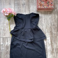 Мини черна тип бюстие  елегантна коктейлна парти рокля пеплум , снимка 4 - Рокли - 37274592