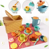 HERSITY Игрален комплект за деца за следобеден чай с кошница за пикник за десерт и постелка , снимка 4 - Образователни игри - 44147855