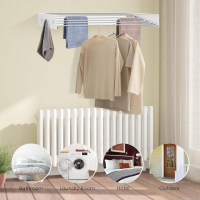 WELTRXE Стенна поставка за сушене на дрехи, с 6 куки, сгъваема, 80 см, снимка 3 - Други стоки за дома - 44633352