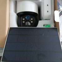 Соларна безжична въртяща се водоустойчива камера WI FI 5MP iCSee LED осветяване, снимка 1 - IP камери - 41101682