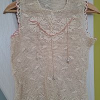 Дамска ръчно плетена блуза без ръкав уникат, снимка 2 - Блузи с дълъг ръкав и пуловери - 41584170