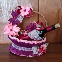 👌👌👌 Чудесен подарък за всеки повод -  декорирани кошничка и бутилка 👌👌👌за вино!, снимка 1 - Декорация за дома - 38983163