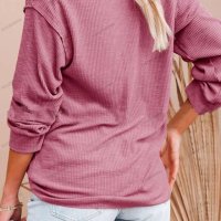 Дамска едноцветна блуза с копчета и дълъг ръкав, 5цвята - 023, снимка 5 - Блузи с дълъг ръкав и пуловери - 41948867