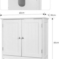 Долен шкаф за мивка (60 x 60 x 30 см, метални дръжки, дърво, бяло) ., снимка 3 - Шкафове - 42316046