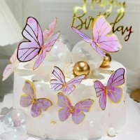 10 бр картонени пеперуди украса декор за торта мъфини кексчета, снимка 6 - Други - 44247394