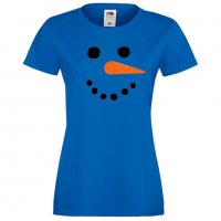Дамска тениска Коледа snowman face, снимка 2 - Тениски - 34691050