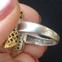 Стар сребърен пръстен с рубин и циркони , снимка 7 - Пръстени - 41327409