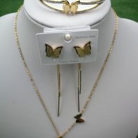 Бижута от стомана с пеперуди , снимка 4 - Бижутерийни комплекти - 35851212