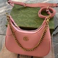 Оригинална Гучи Розова Кожена чанта Gucci Aphrodite Дръжка И Синджир, снимка 5 - Чанти - 42158327