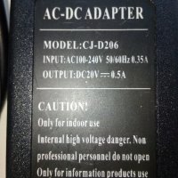 Адаптер 20V,0.5А., снимка 3 - Кабели и адаптери - 42553017