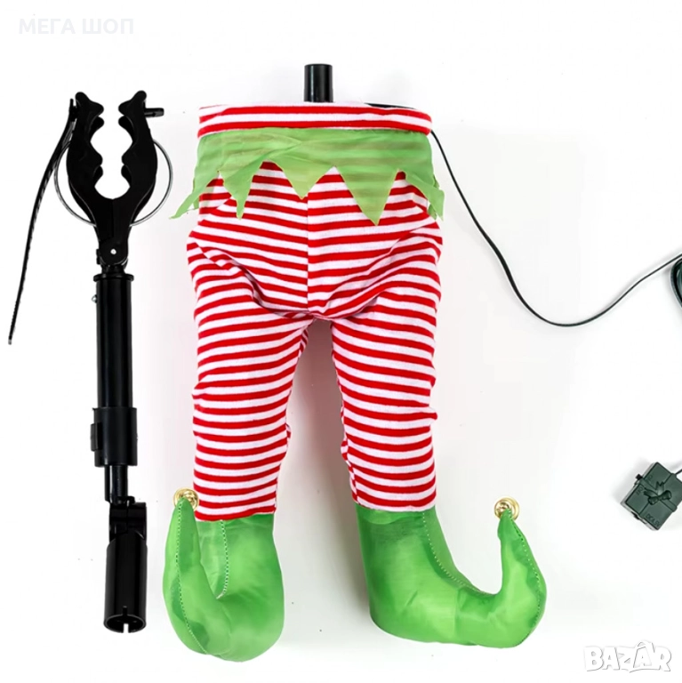 Анимирани крака на елф за коледно дърво – Забавен и уникален празничен декор, снимка 1