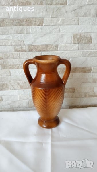 Стара керамична ваза - амфора - 22см, снимка 1