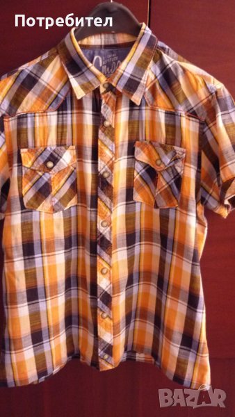 Мъжка риза с къс ръкав-М, снимка 1