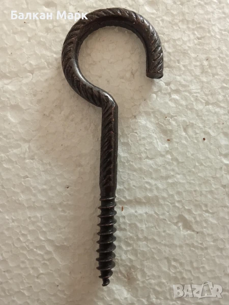 Кука с винт за дърво 30x80 мм – бронзирана, състарен ефект – 0,50 лв, снимка 1