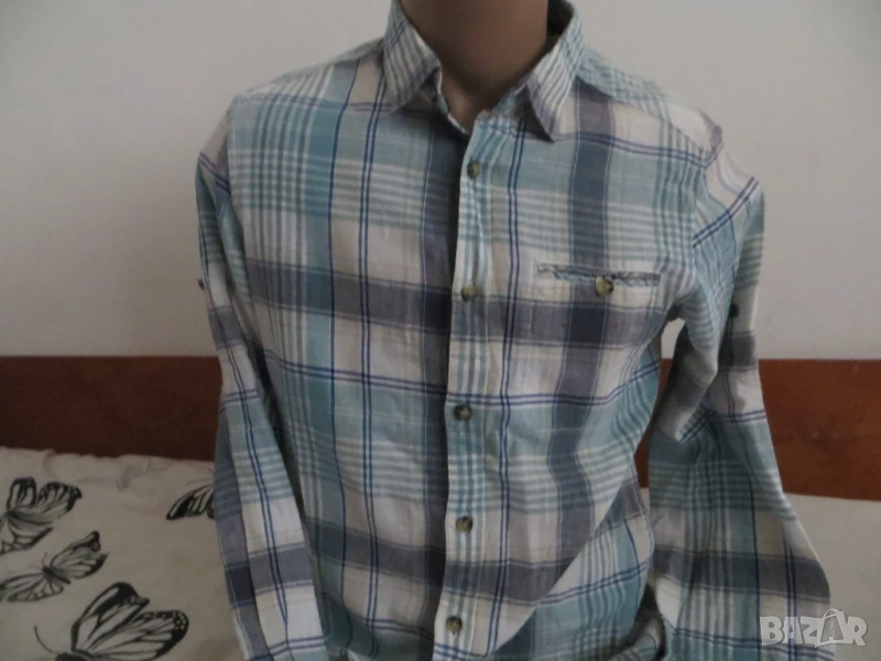 Мъжка риза с дълъг ръкав  лен и памук EDC, снимка 1