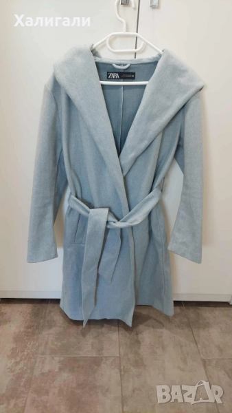 Преходно палто Зара ,размер М, светло синьо, качулка, снимка 1