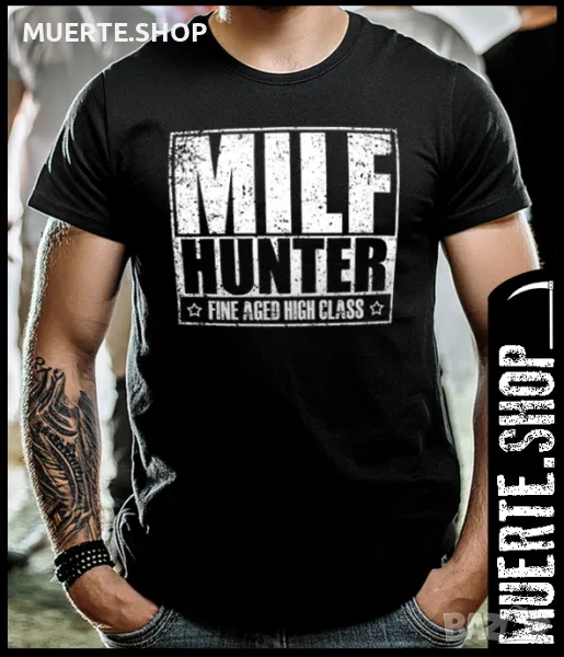 Черна тениска MILF HUNTER 2, снимка 1