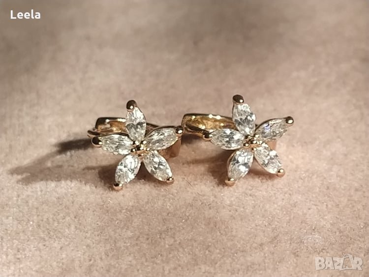 Позлатени обеци 14К злато, снимка 1