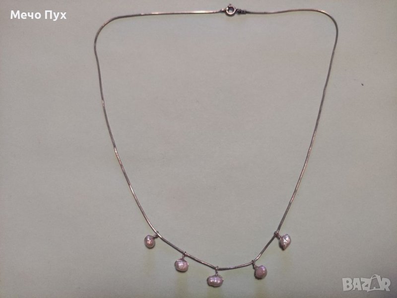 Сребърно колие с перли (68), снимка 1