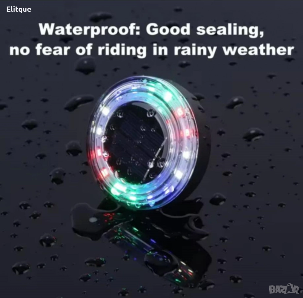 Иновативна соларна задна светлина за велосипед с 3 различни режима, снимка 1