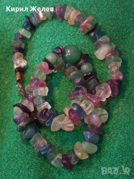 РАЗКОШНО СКЪПОЦЕННО РЕТРО АРТ КОЛИЕ от НАТУРАЛНИ КАМЪНИ НЕФРИТ АМЕТИСТ КВАРЦ ПЛАНИНСКИ КРИСТАЛ 26388, снимка 1