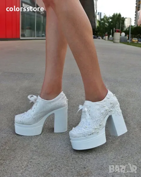 Обувки на ток - бели - K036-07, снимка 1