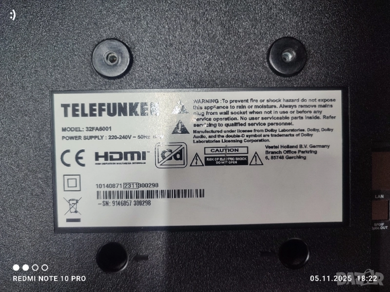 Telefunken 32FA6001, снимка 1