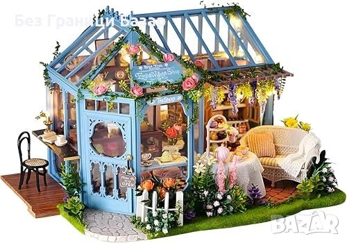 Нова DIY Мини куклена къща за сглобяване с мебели, светлини и музика, снимка 1