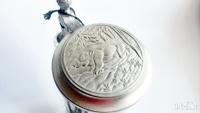 Стъклена халба за бира с Диво прасе-Глиган., снимка 1