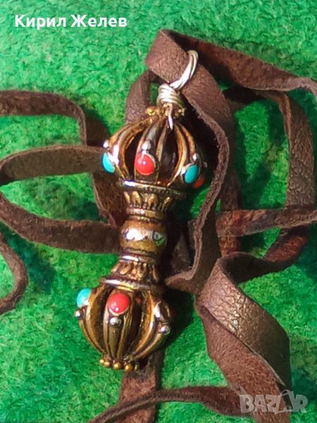 КРАСИВ АЖУРЕН РЕТРО - АРТ ЕТНО МЕДАЛЬОН БРОНЗ с ШНУРЧЕ от ВЕЛУР 21246, снимка 1