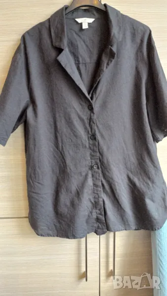 Черна риза от лен и памук S-H&M, снимка 1