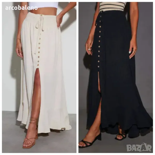 Дамска едноцветна пола с колан на талията, 2цвята , снимка 1