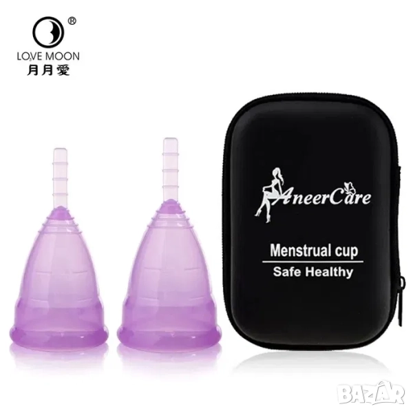 Менструални чашки в несисер, менструална чашка за цикъл С и Л комплект, снимка 1