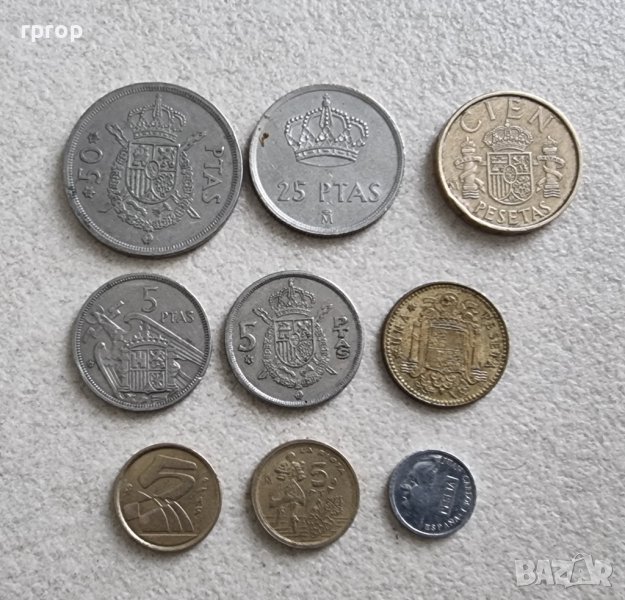 Монети. Испания. Испански песети. 9 бр., снимка 1