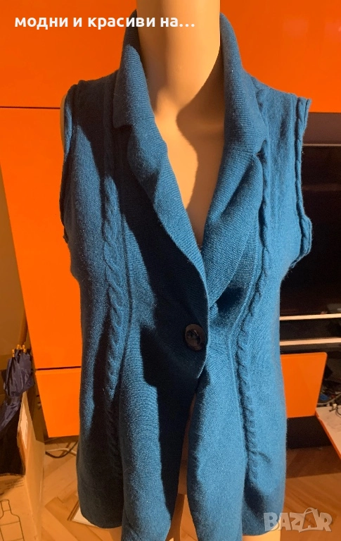 Елек в петролен цвят Adagio, мерино и кашмир, снимка 1