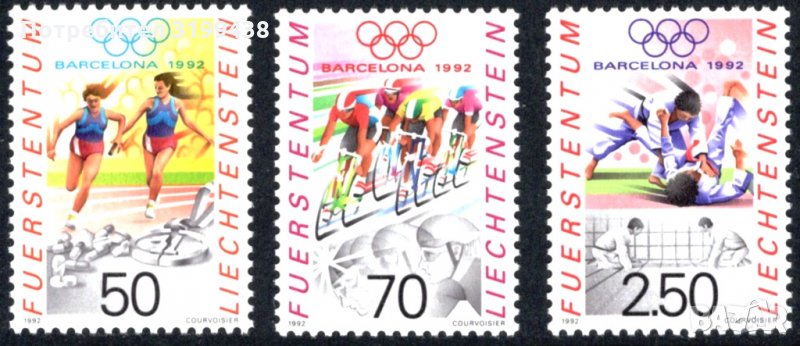 Чисти марки Олимпийски игри Барселона 1992 от Лихтенщайн, снимка 1