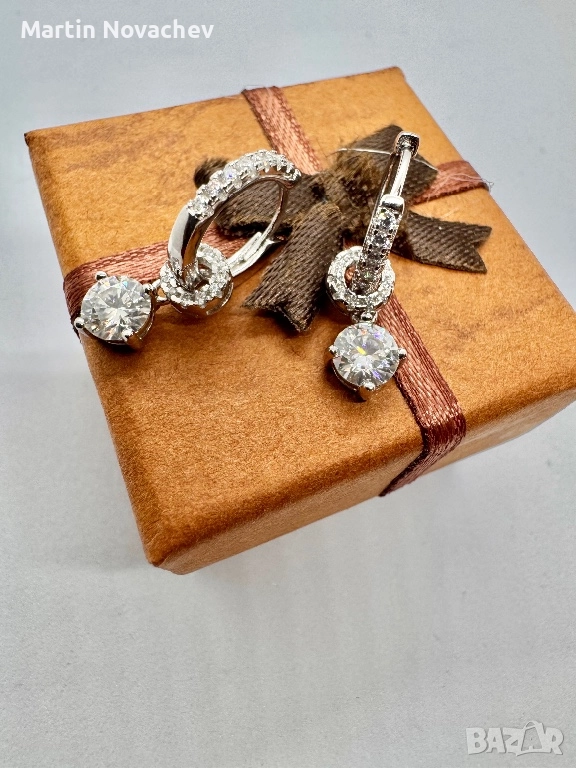 Сребърни обеци с мойсанит (Диамант) 0.5 карата, снимка 1