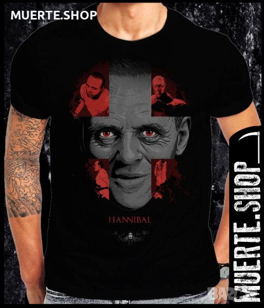 Черна тениска с щампа HANNIBAL RED POSTER, снимка 1