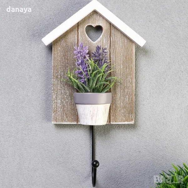 2446 Малка декоративна закачалка с декорация лавандула, снимка 1