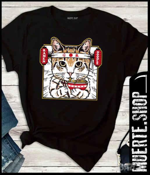 Дамска тениска с щампа JAPANESE FOOD CAT, снимка 1