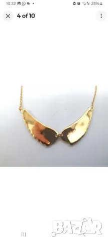 Нов медальон ангелски крила 925 сребро и 18 к златно покритие, снимка 5 - Колиета, медальони, синджири - 48290767