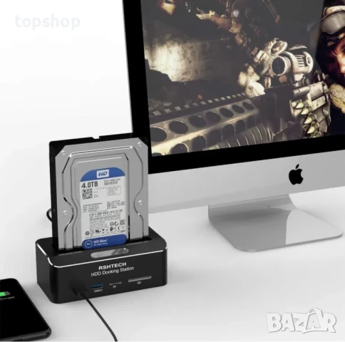 НОВА RSHTECH RSH-338H Алуминиева USB 3.0 докинг станция 2.5, 3.5" SATA III HDD, SSD 6 Gbps - 16TB..., снимка 3 - Кабели и адаптери - 50556782