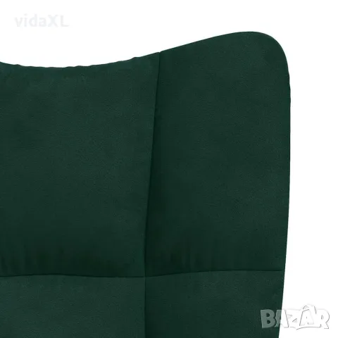 vidaXL Релакс стол, тъмнозелен, кадифе, снимка 6 - Дивани и мека мебел - 56146906