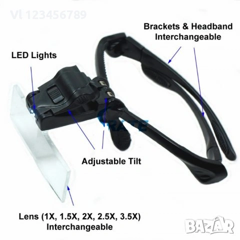 Работна лупа за глава 6 модела (електроника,  ноктопластика, тату и т.н.), снимка 10 - Други инструменти - 53843860