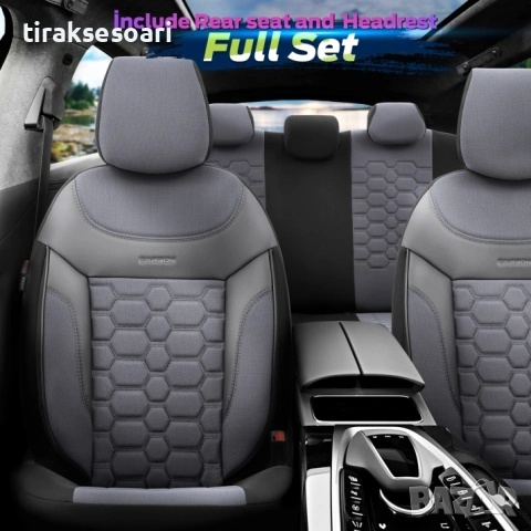 Луксозна тапицерия OTOM Carbon Design сива със сив шев – универсален комплект, снимка 4 - Аксесоари и консумативи - 53625219